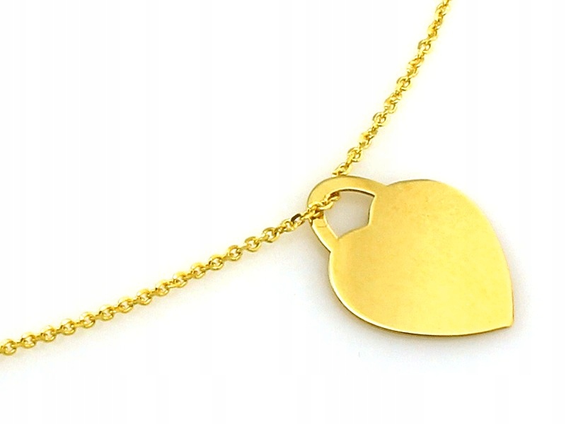 Zlatý náhrdelník 585 celebrita srdce visací zámek 45 cm plech srdíčko 1,65 g