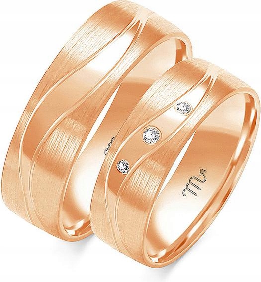 Růžové zlaté snubní prsteny moderní 585 r 14 15 16 módní svatební kolekce 14k