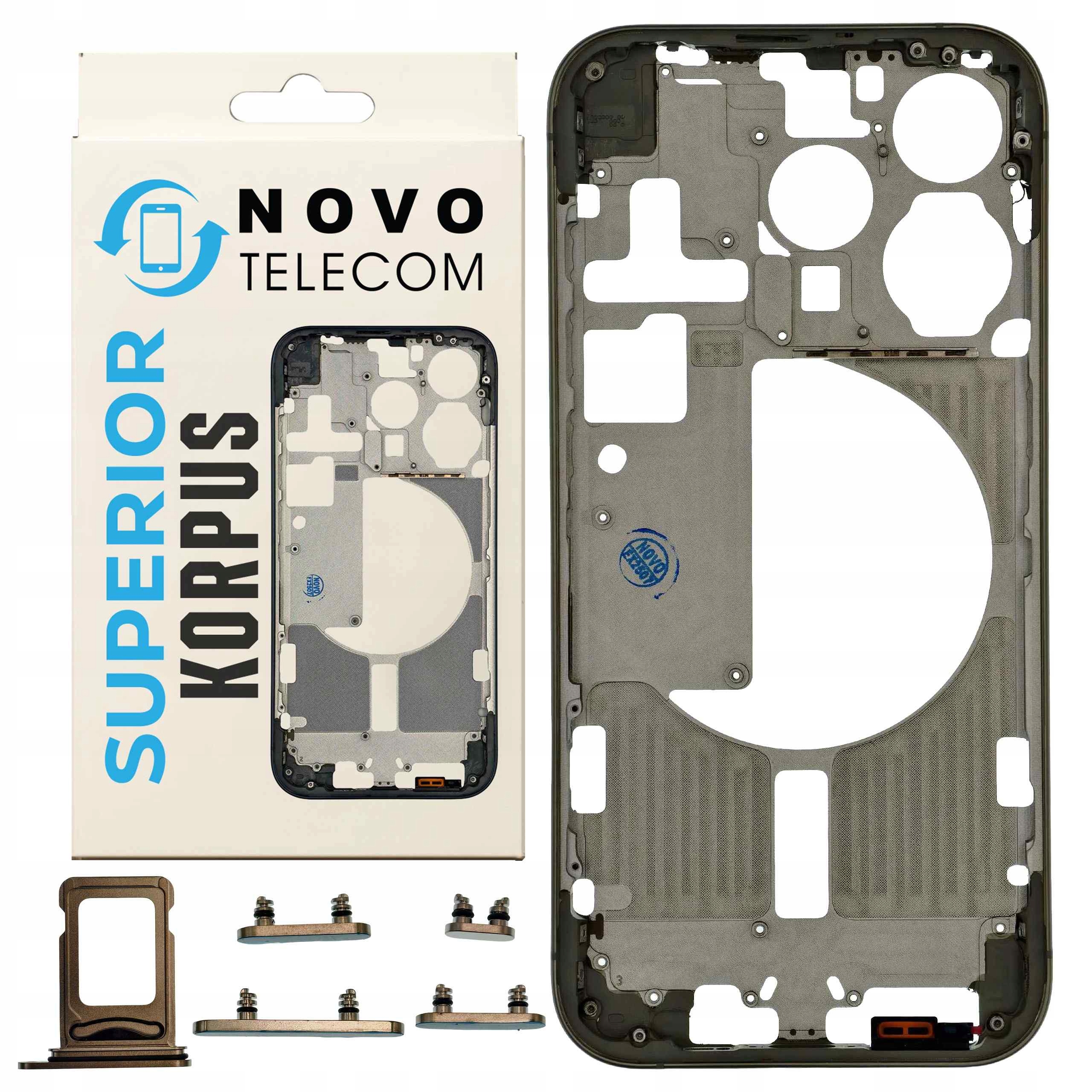 Korpus Naturalny do iPhone 15 Pro Ramka Obudowa Środkowa Przyciski Sim