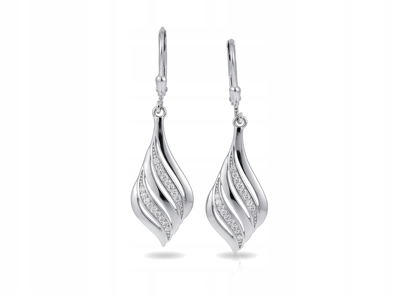 Stříbrné náušnice pro ženu 925 závěsné Ažurové se zirkony jako dárek