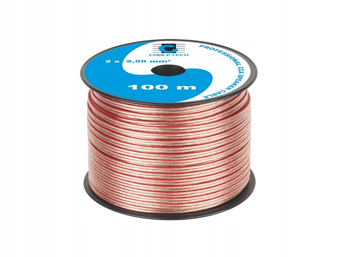 Kabel głośnikowy solidny 100m 2x2,5 Cca Cabletech
