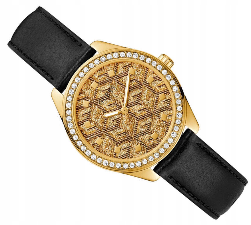 Dámské Elegantní Zlaté Hodinky Guess Fashion G Gloss GW0608L2 Zirkony