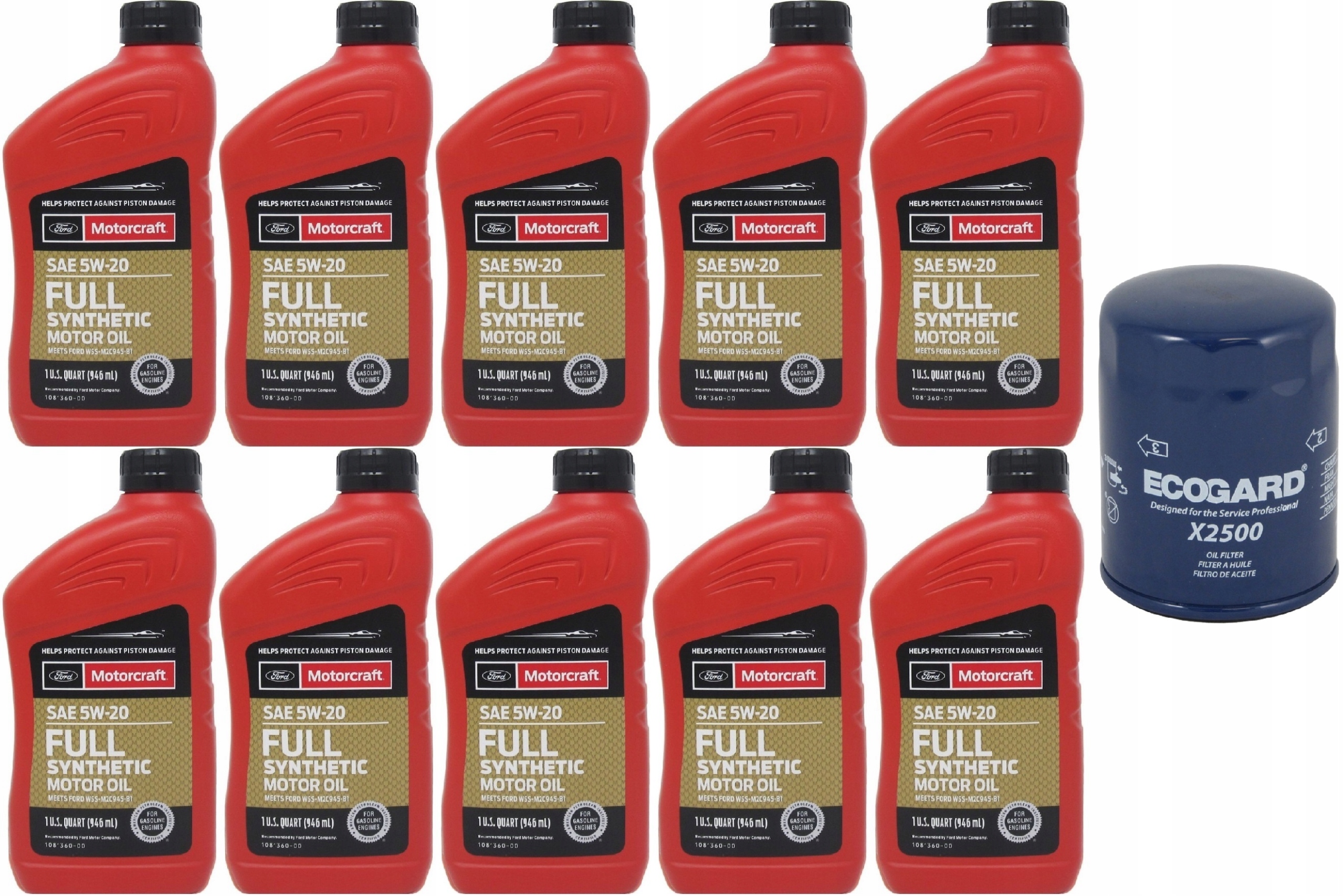 MOTORCRAFT 5W20 9,5L + FILTR MUSTANG 5,0 2018-2022