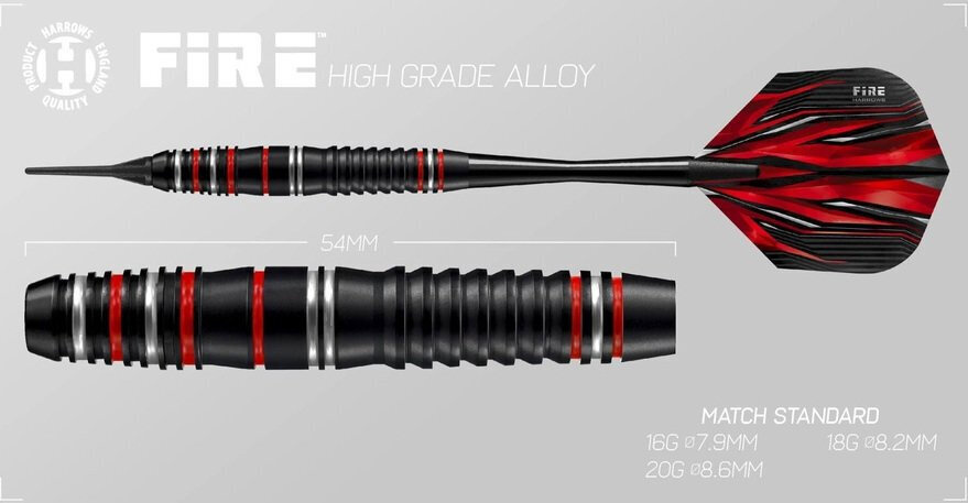 RZUTKI LOTKI DARTA HARROWS SOFT TIP 3 SZT 18 g Model Fire High Grade Alloy Softip