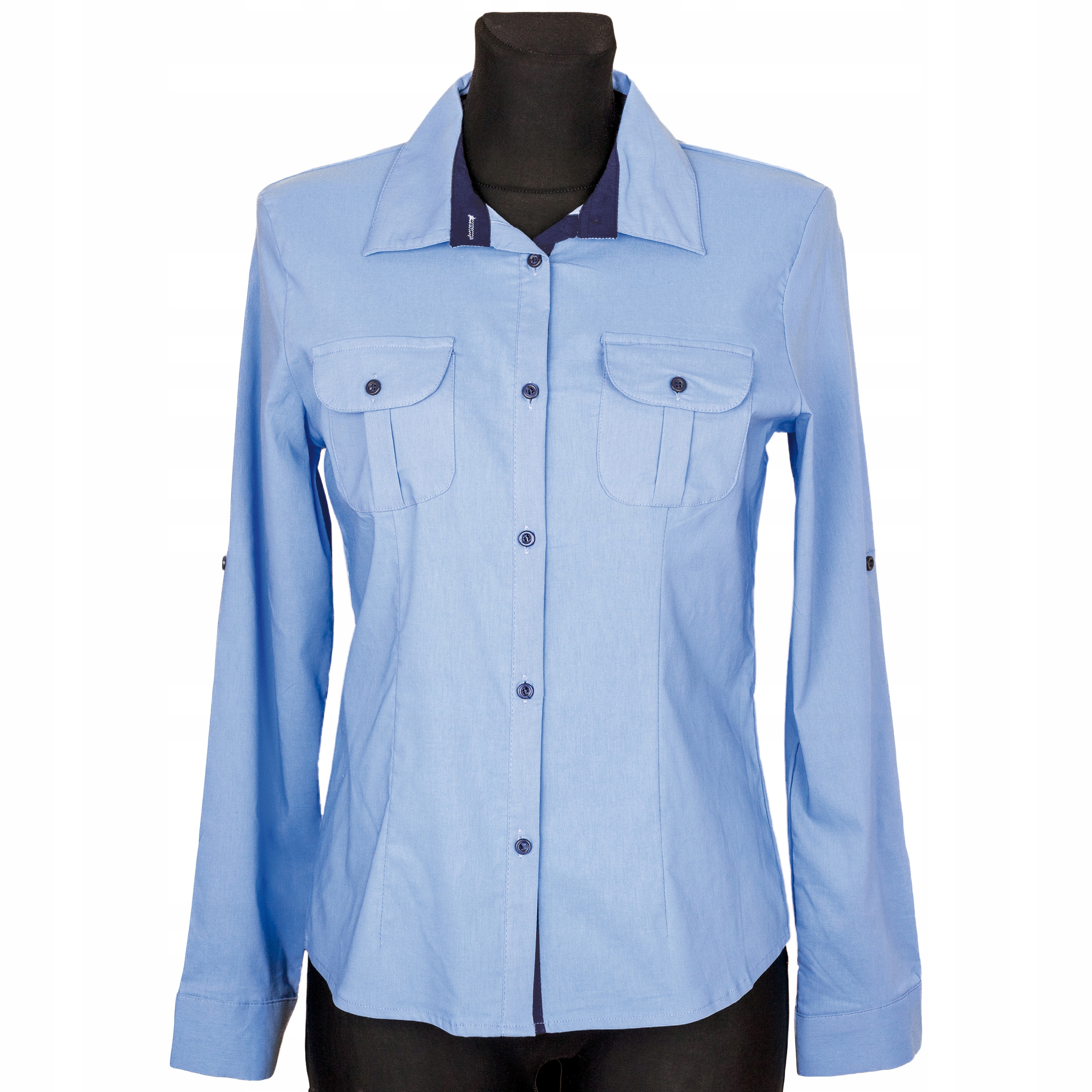 DAMSKA NIEBIESKA KOSZULA TALIOWANA ELASTYCZNA 40 L Marka inna