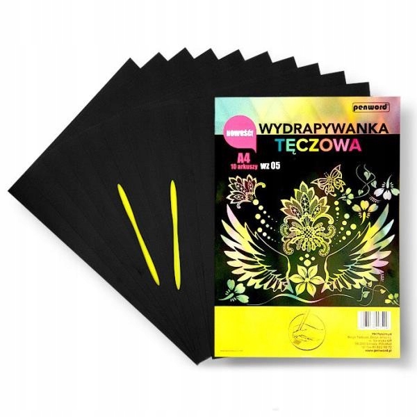 wydrapywanka tęczowa  A4 a'10 multicolor + 2 rylce |  WZ-05 — 2