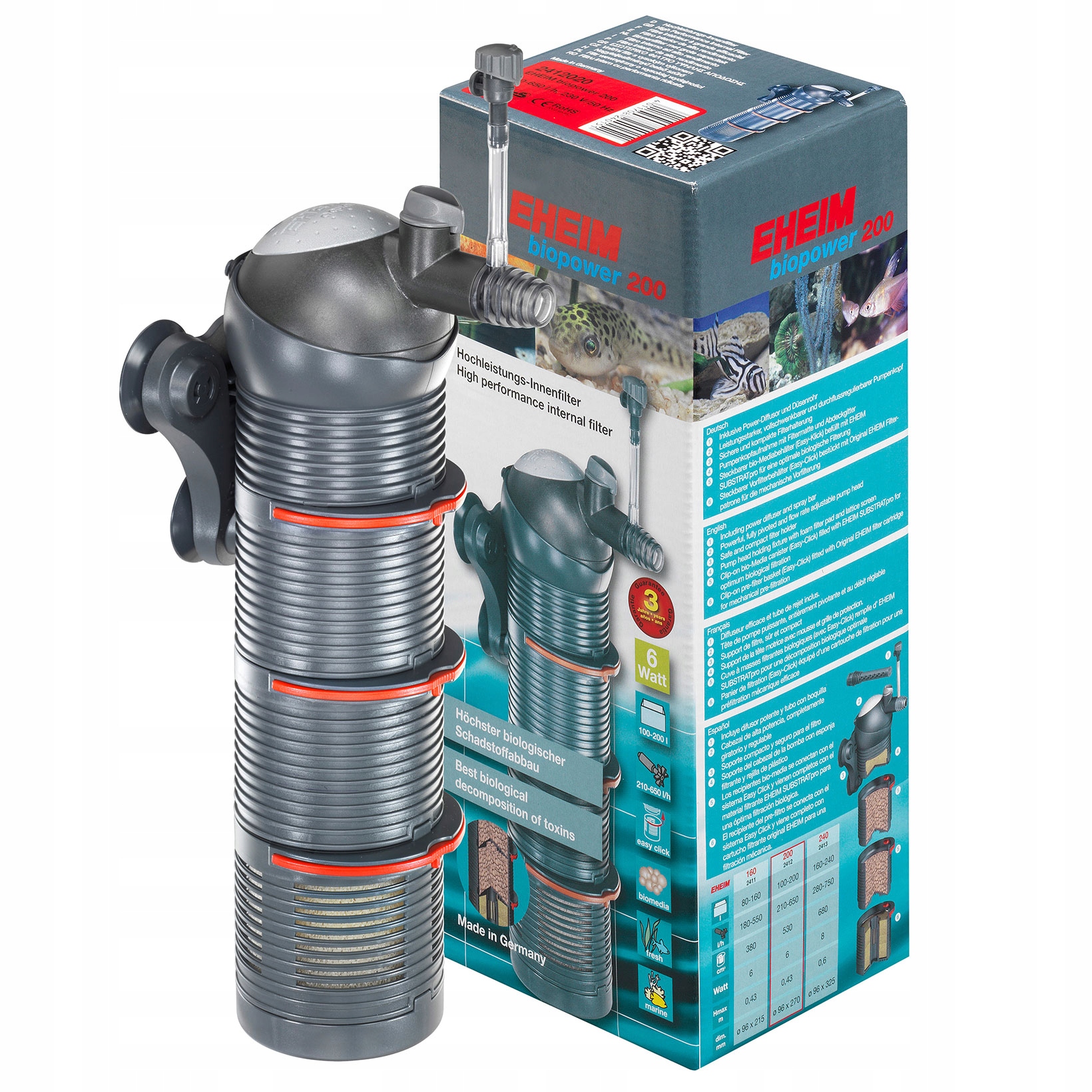Eheim biopower 200 filtr wewnętrzny do akwarium 2412