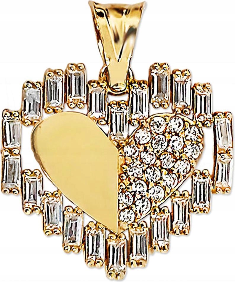 Zlatý přívěsek 585, elegantní srdíčko zdobené zirkony na Valentýna