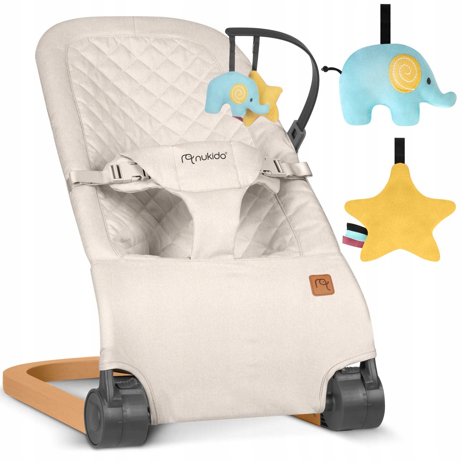 Leżaczek bujaczek z zabawkami NK-52 beżowy dla dzieci dziecka niemowląt Kod producenta 705203