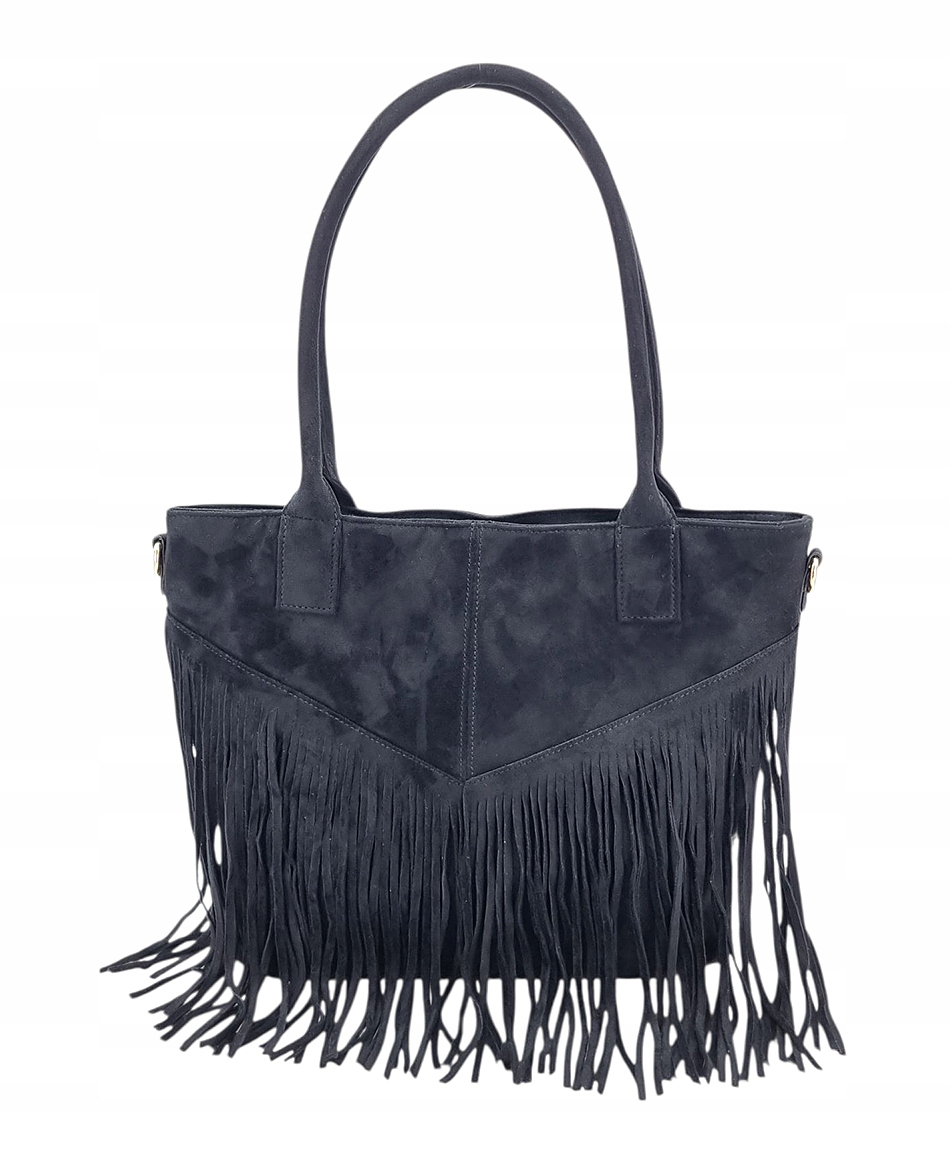 Černý dámský semišový shopper s třásněmi Gallantry