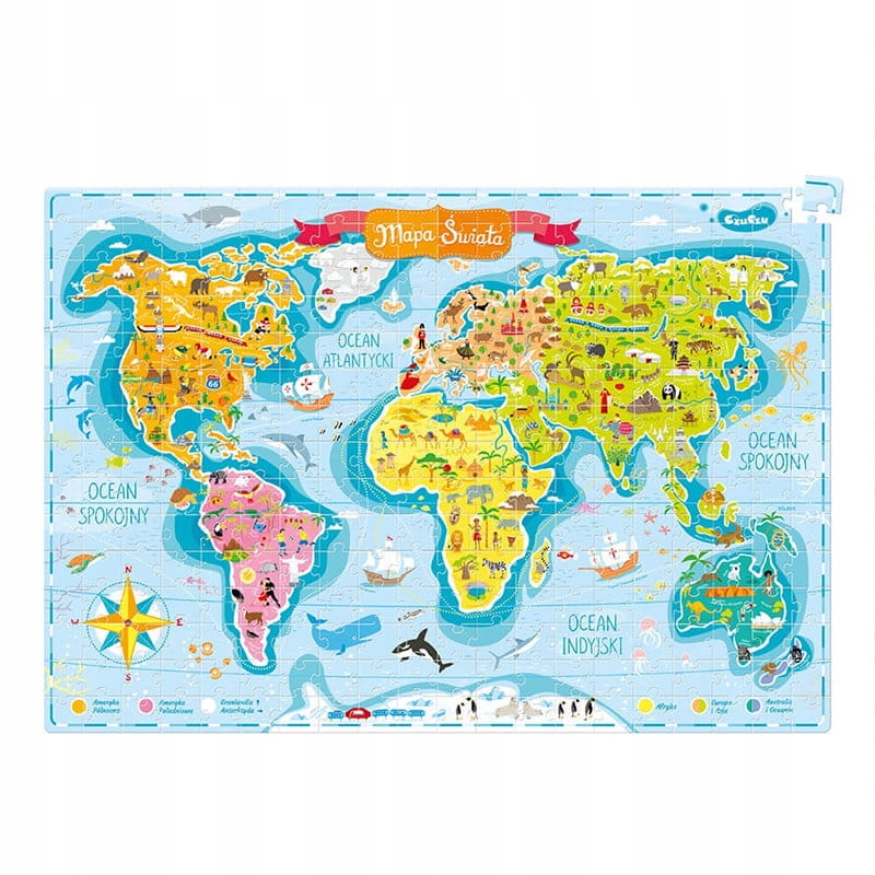 CZUCZU Puzzle Mapa Świata 300 elementów 7+ Liczba elementów 300