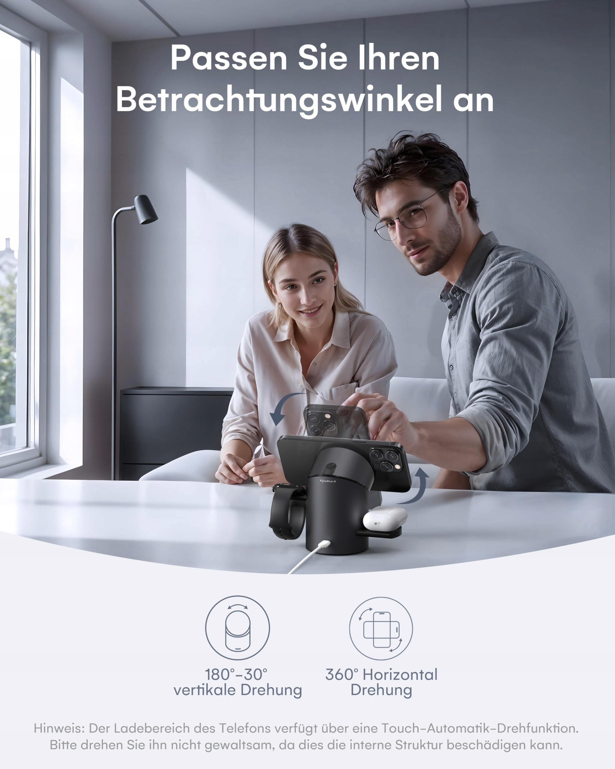 ZEEHOO Stacja Ładowania 3w1 Dla Apple Watch iPhone AirPods 15W Qi2 — miniatura 6