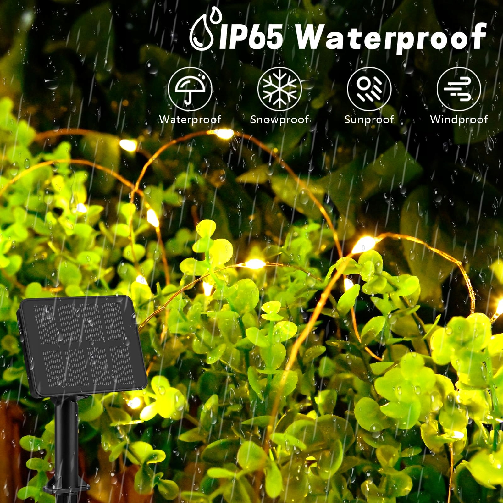GCSTNN Solarna Girlanda Zewnętrzna 5M 50LED 8 Trybów IP65 Ogród Balkon — miniatura 2