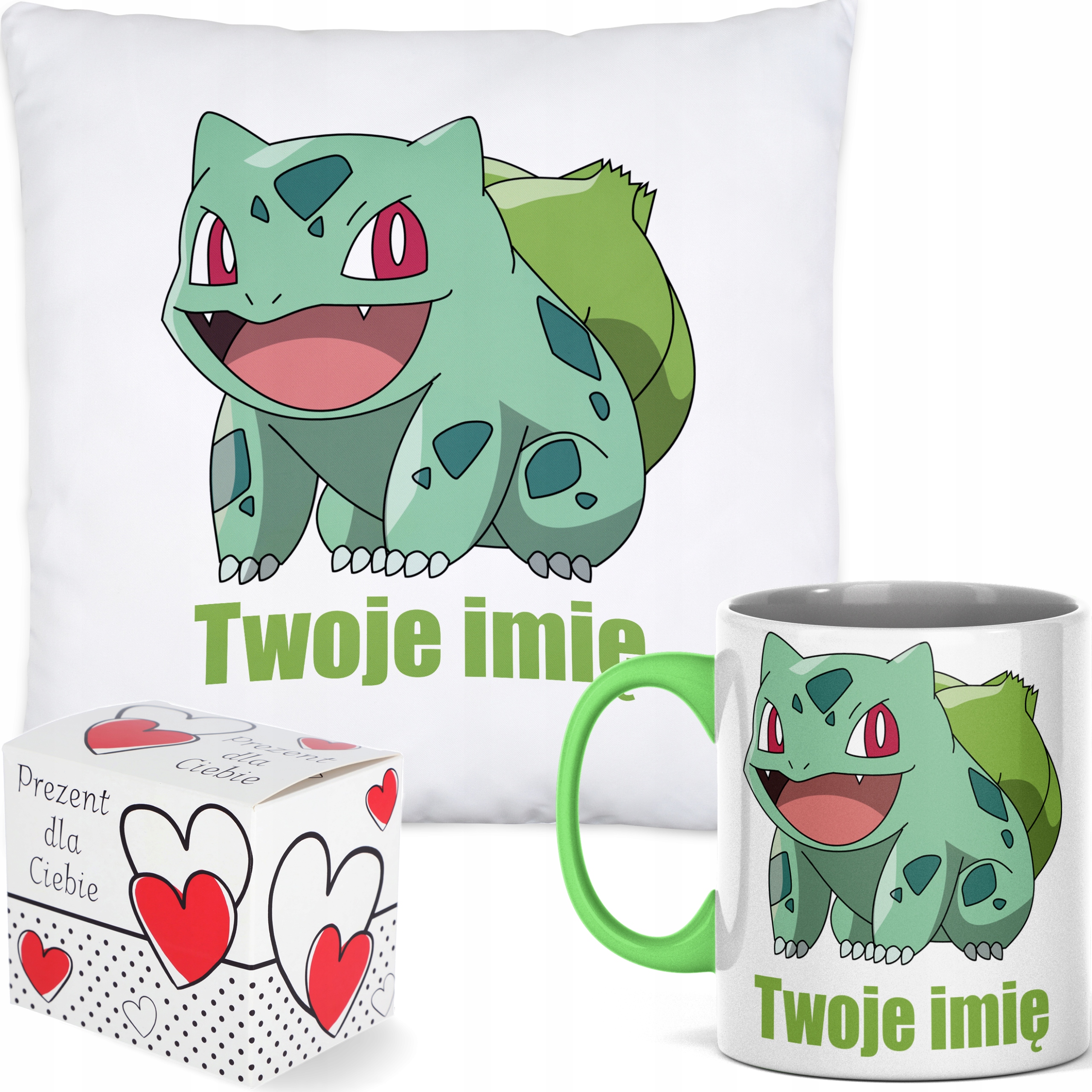 

Kubek Poduszka Imię Bulbasaur Pokemony Wzory!