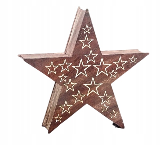 

Gwiazda Brązowa Drewniana gwiazdki 10led 34cm