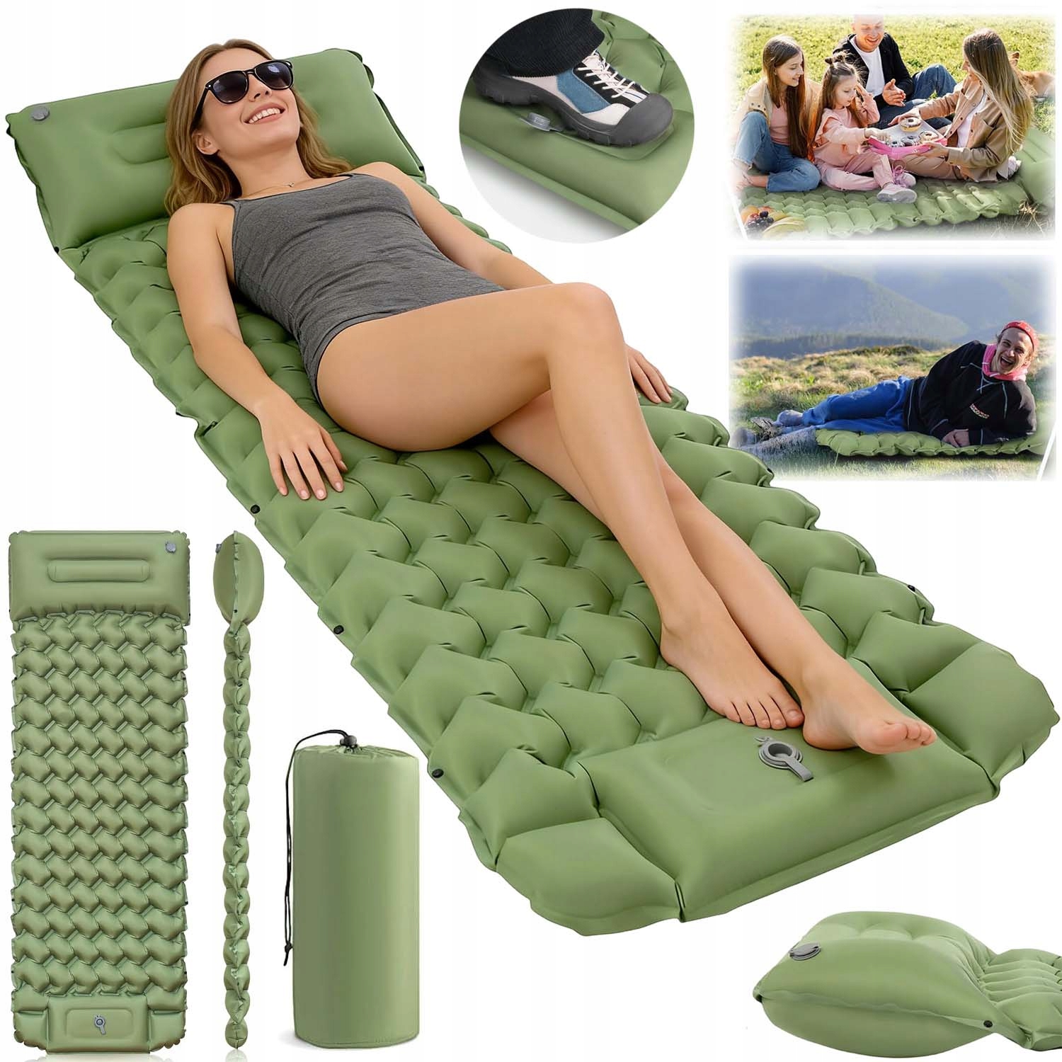 Samonafukovací Karimatka 200*66*9 CM S Polštářkem Pro Kempování A Cestování