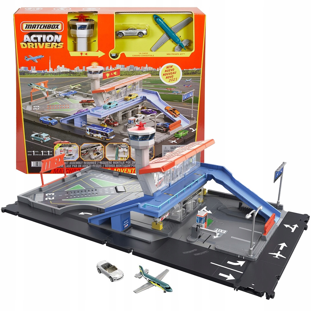 MATCHBOX ZESTAW PRAWDZIWE PRZYGODY LOTNISKO SAMOLOT
