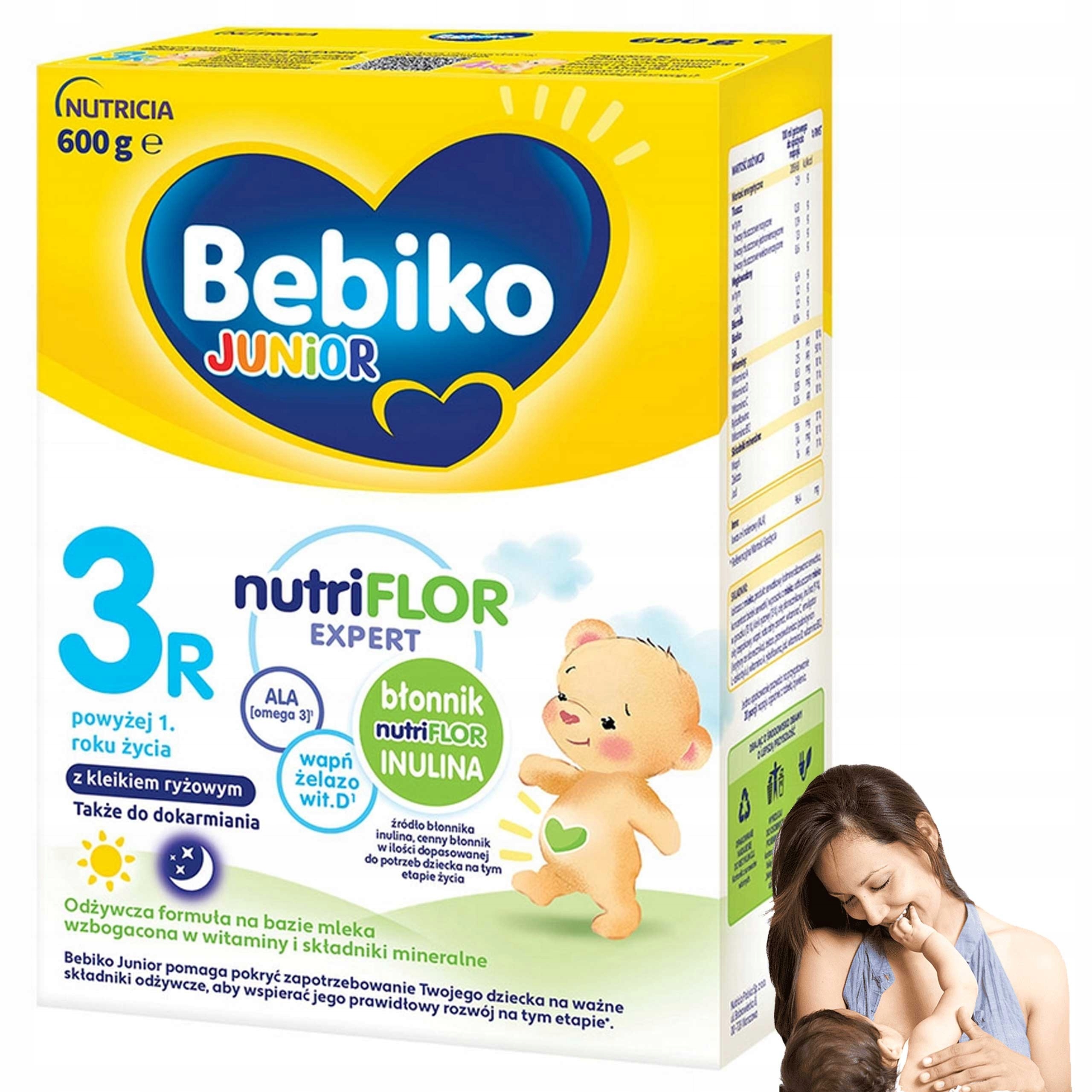 MLEKO PO 1 ROKU BEBIKO JUNIOR 3R NUTRIFLOR EXPERT Z KLEIKIEM RYŻOWYM 600g