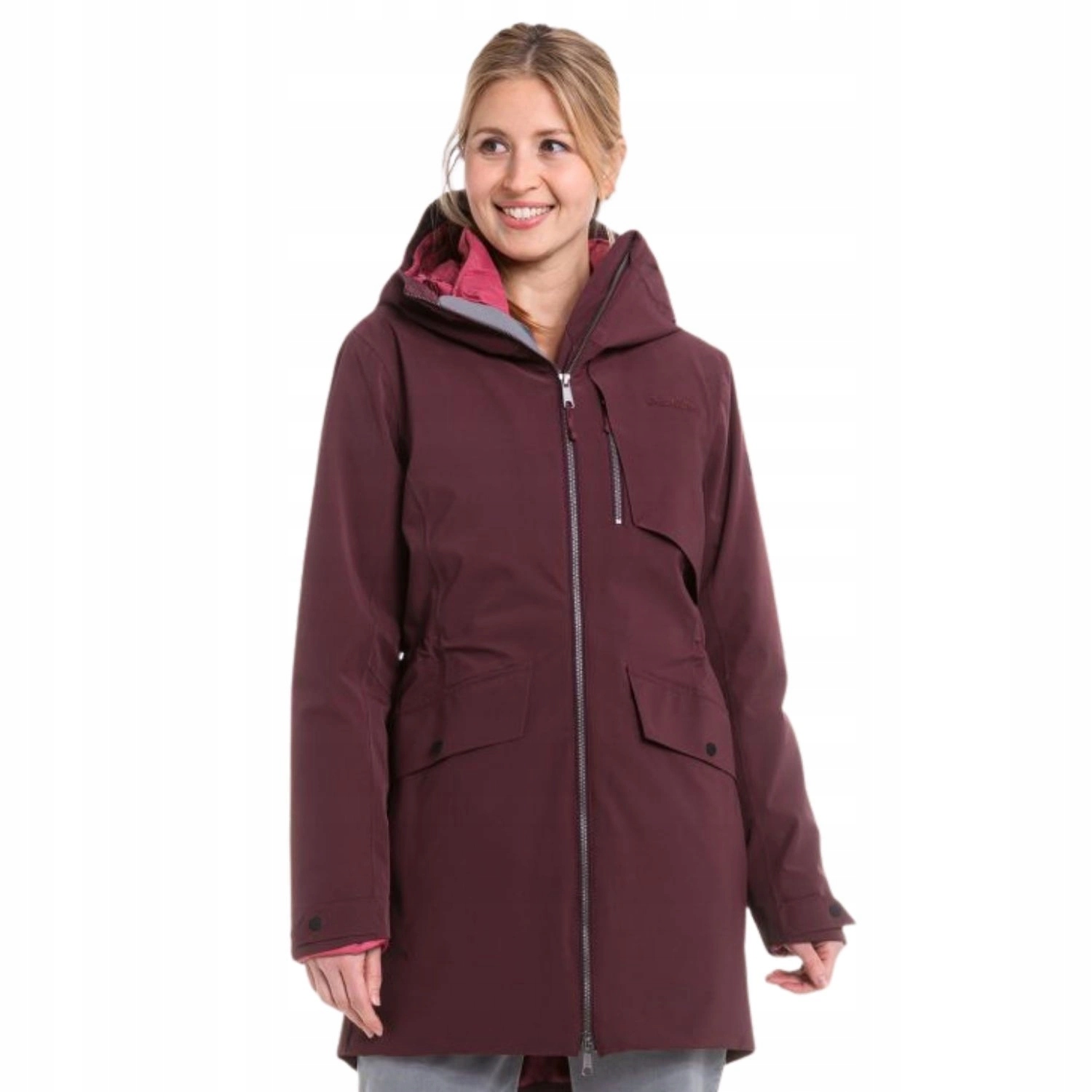 Dámská parka Schoffel 3v1 zimní teplá bunda kabát vínová vel. 34/XS