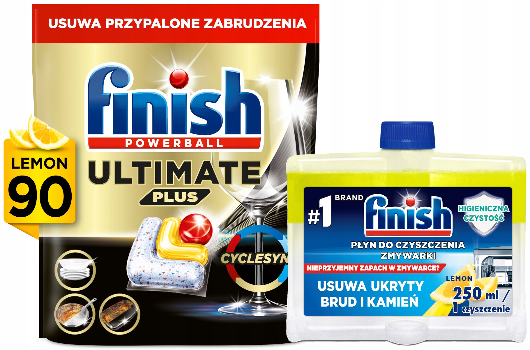 Levně Finish Kapsle Ultimate Plus lemon 90 kusů čistič myčky nádobí 250 ml