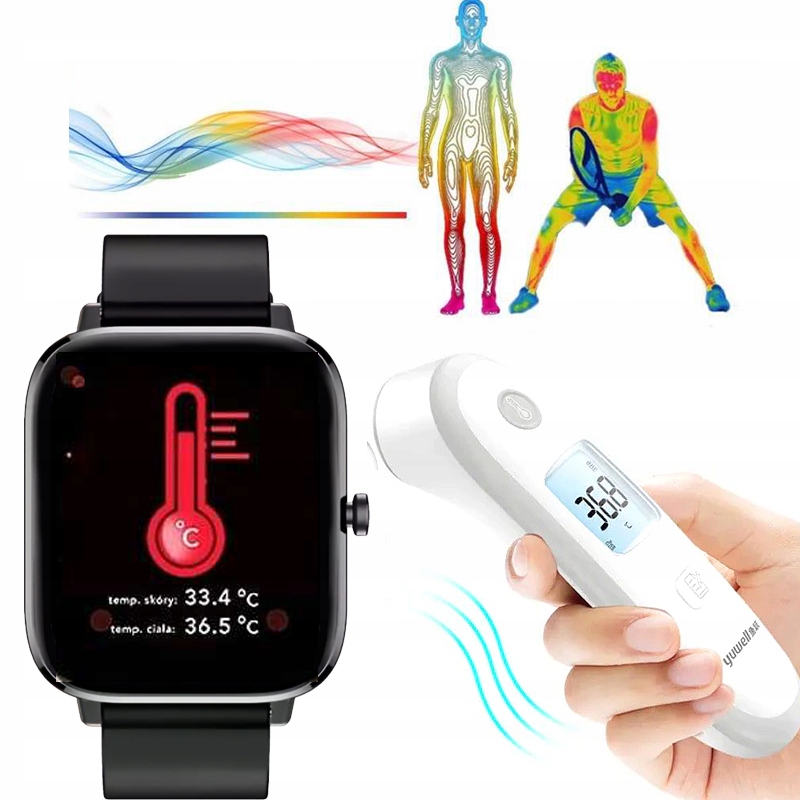 SMARTWATCH TEMPERATURA CIAŁA PULS RUBICON RNCE79 Komunikacja Bluetooth