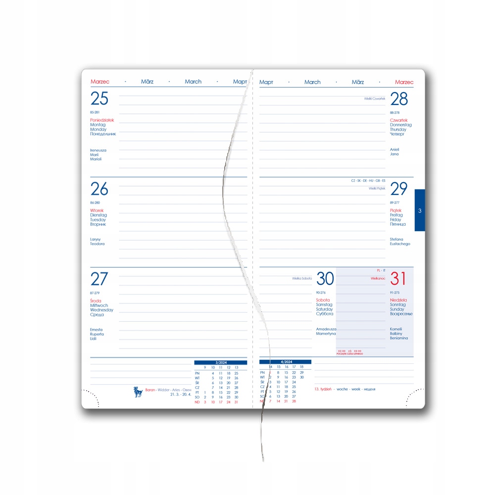 KALENDARZ TYGODNIOWY 80x150mm 2024 WYSOKA JAKOŚĆ Kod producenta RTK-27B