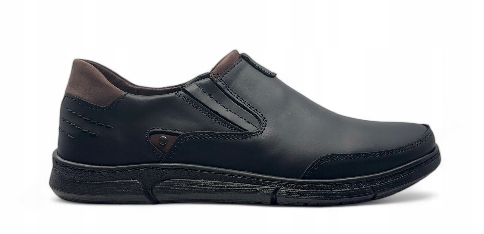 Pánské nazouvací polobotky Polbut J51 černá barva, přírodní kůže, velikost 41