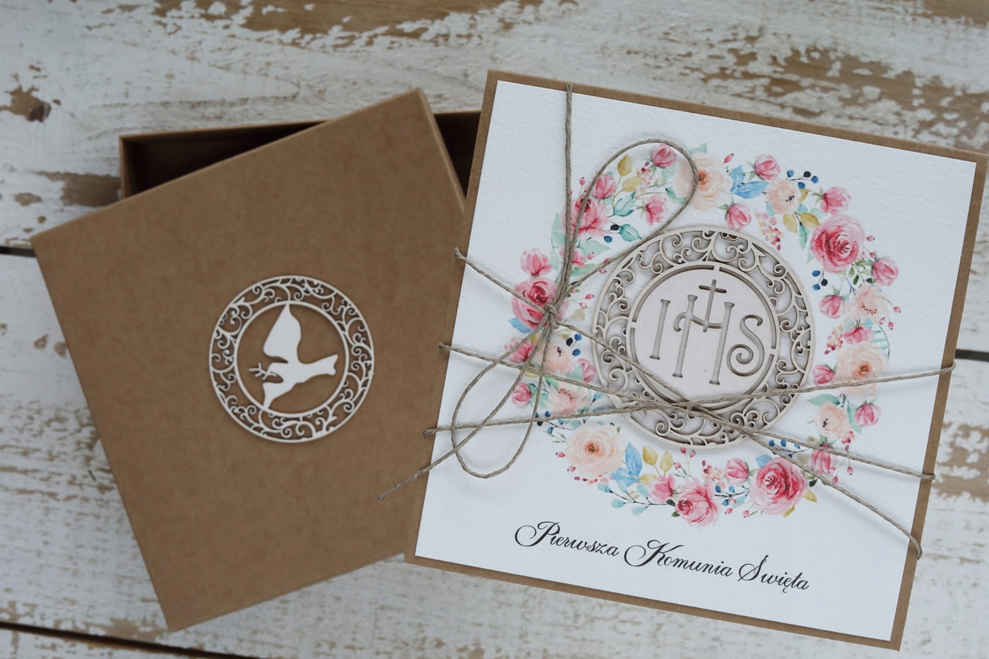 Společenská pohlednice na svaté přijímání se jménem kmotry