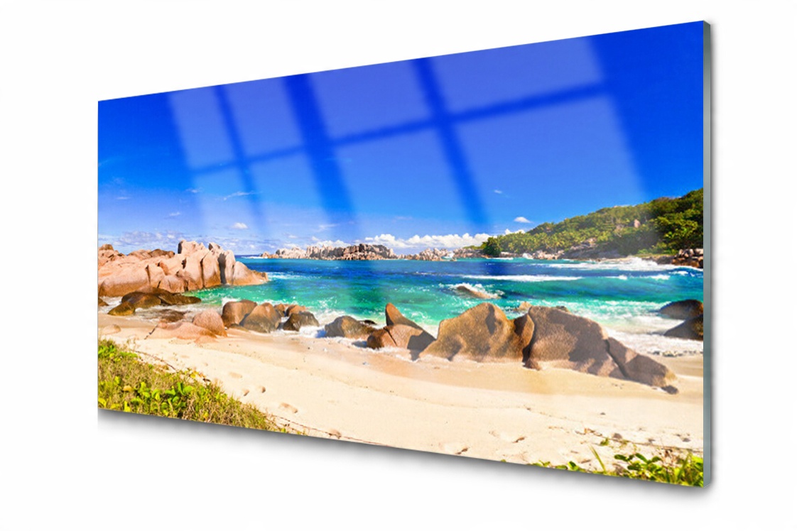 

Panel szklany dekor Plaża Morze 120x60 + Klej