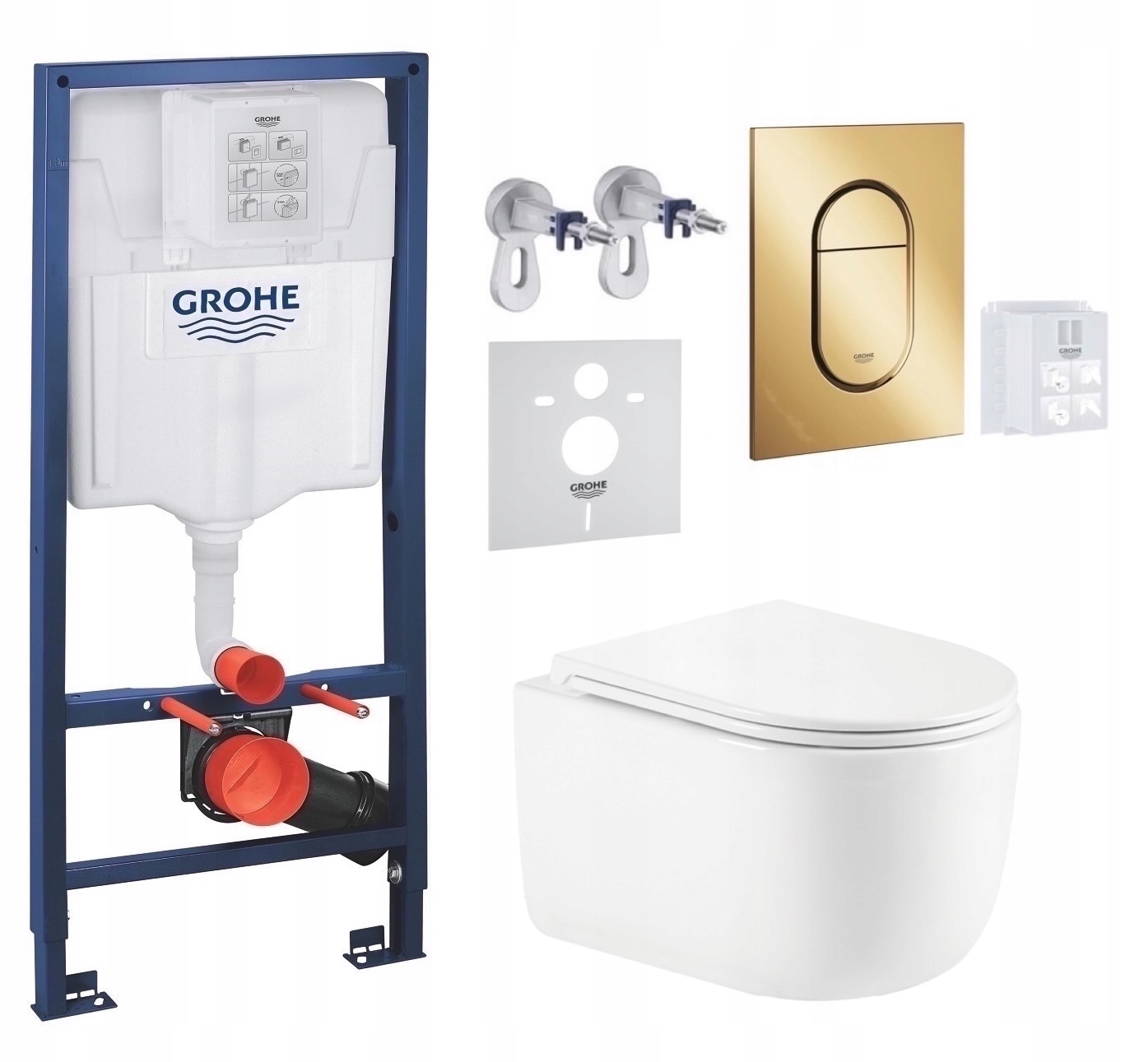 Grohe Wc stojan Rapid Sl s mísou Wc Lesna Tornado a zlatým tlačítkem