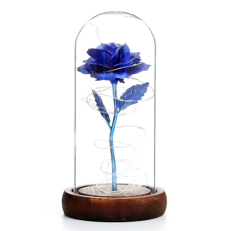 

Wieczna róża w szkle niebieska flower box Led rose