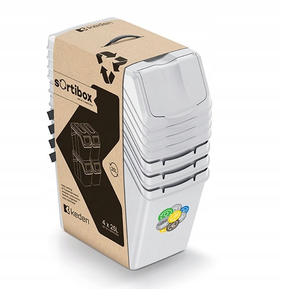 Levně Sada košů na tříděný odpad 4x20 l Keden popelavá