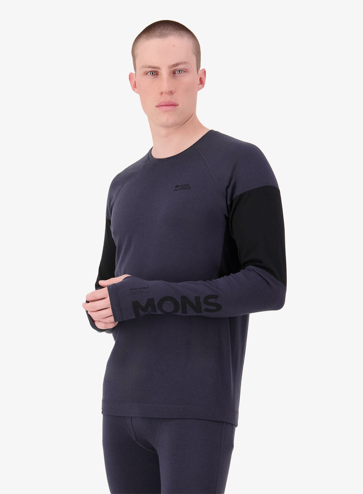 Mikina Mons Royale Olympus Merino Bl Ls 9 iron/black XL