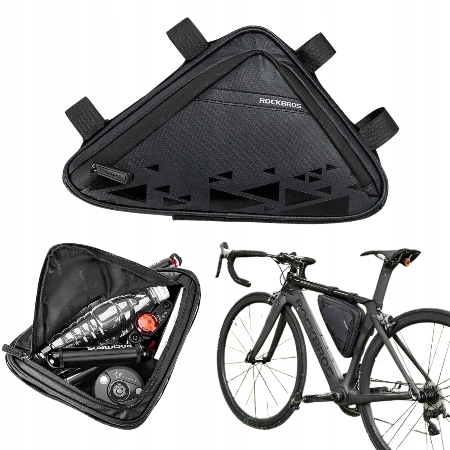 Sakwa Rowerowa Pod Ramę Trókątna Wodoodporna Torba Na Rower 1,5L Rockbros