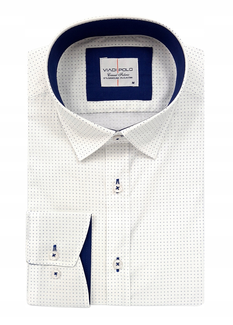 

Biała Koszula W Kropki Slim Fit Elastan Na Wesele