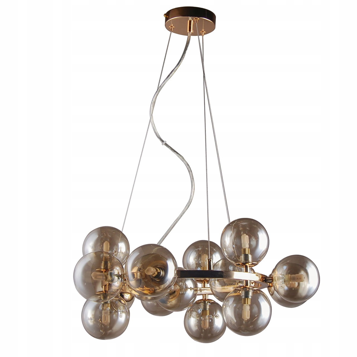Lampa wisząca żyrandol złoty szklane kule do salonu nowoczesny 15pkt Italux