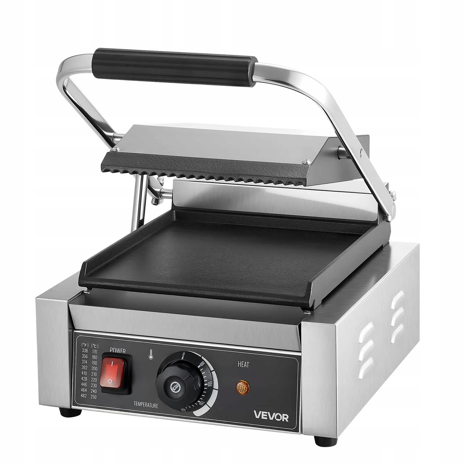 Kontaktní gril panini 1800W ocelový 22x23 cm regulace teploty