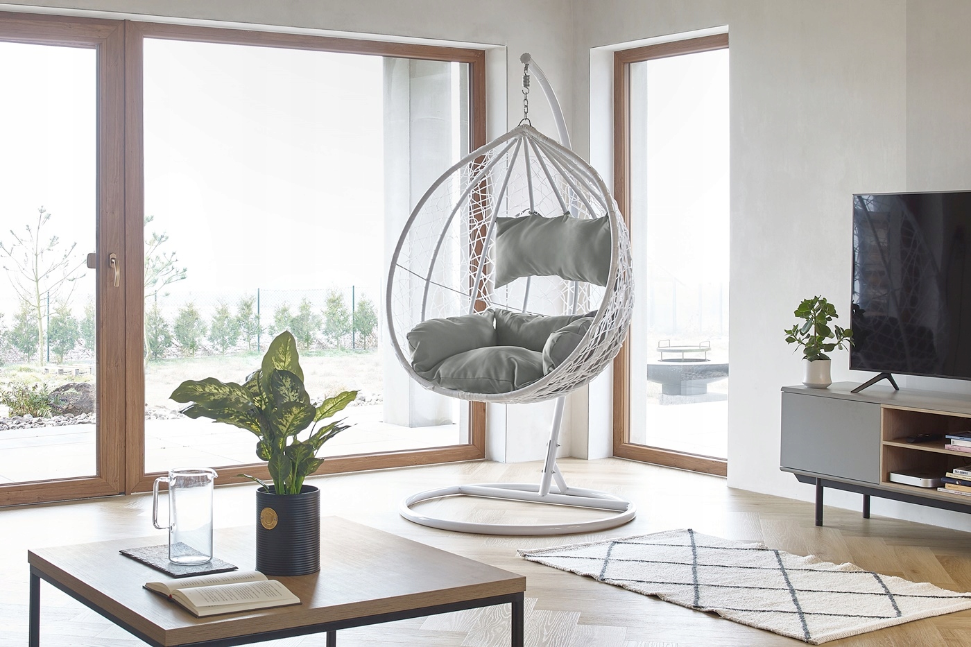 FOTEL WISZĄCY BUJANY OGRODOWY KOSZ HUŚTAWKA KOKON