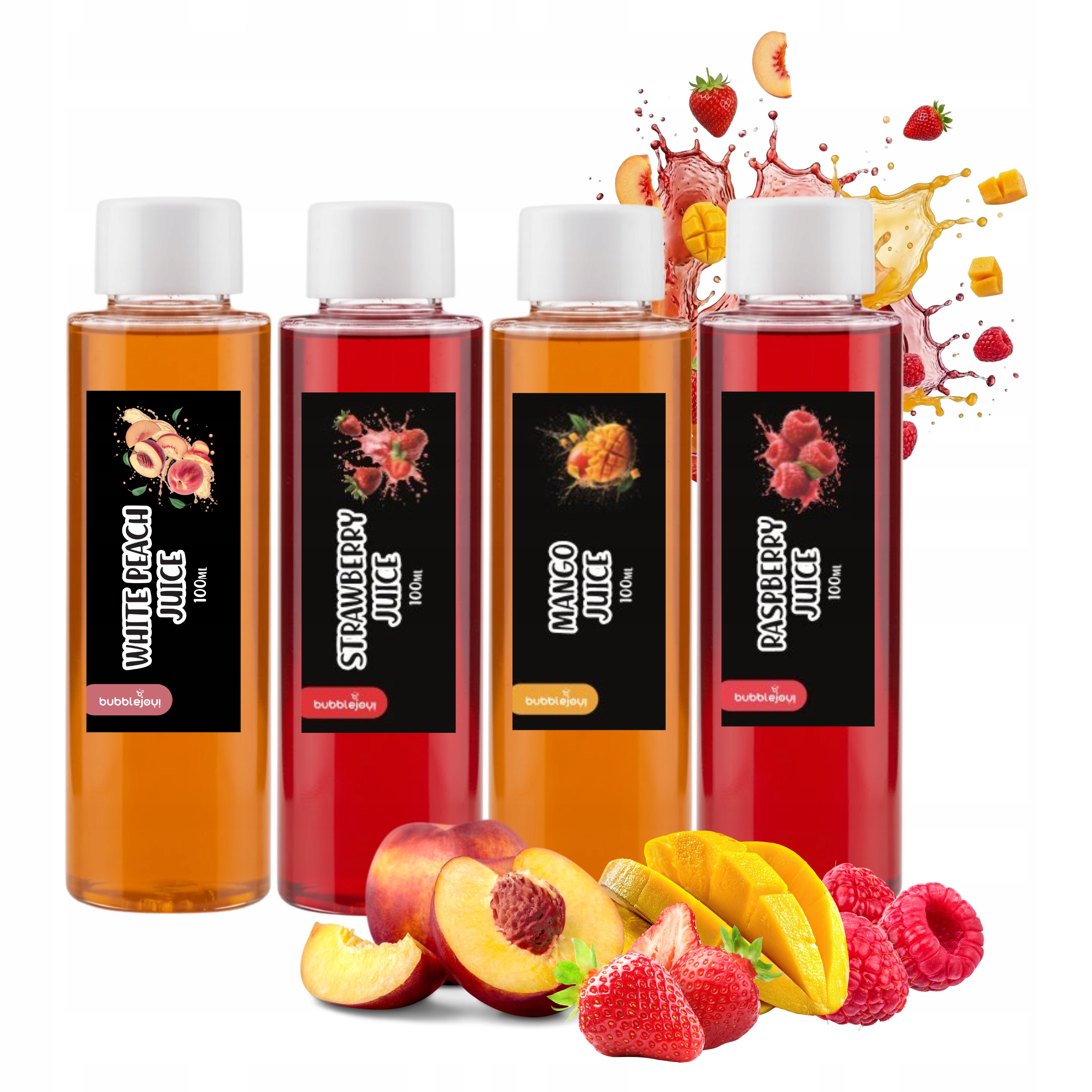 Sada sirupů Malina Jahoda Mango Broskev pro Bubble Tea 100 ml 4 ks
