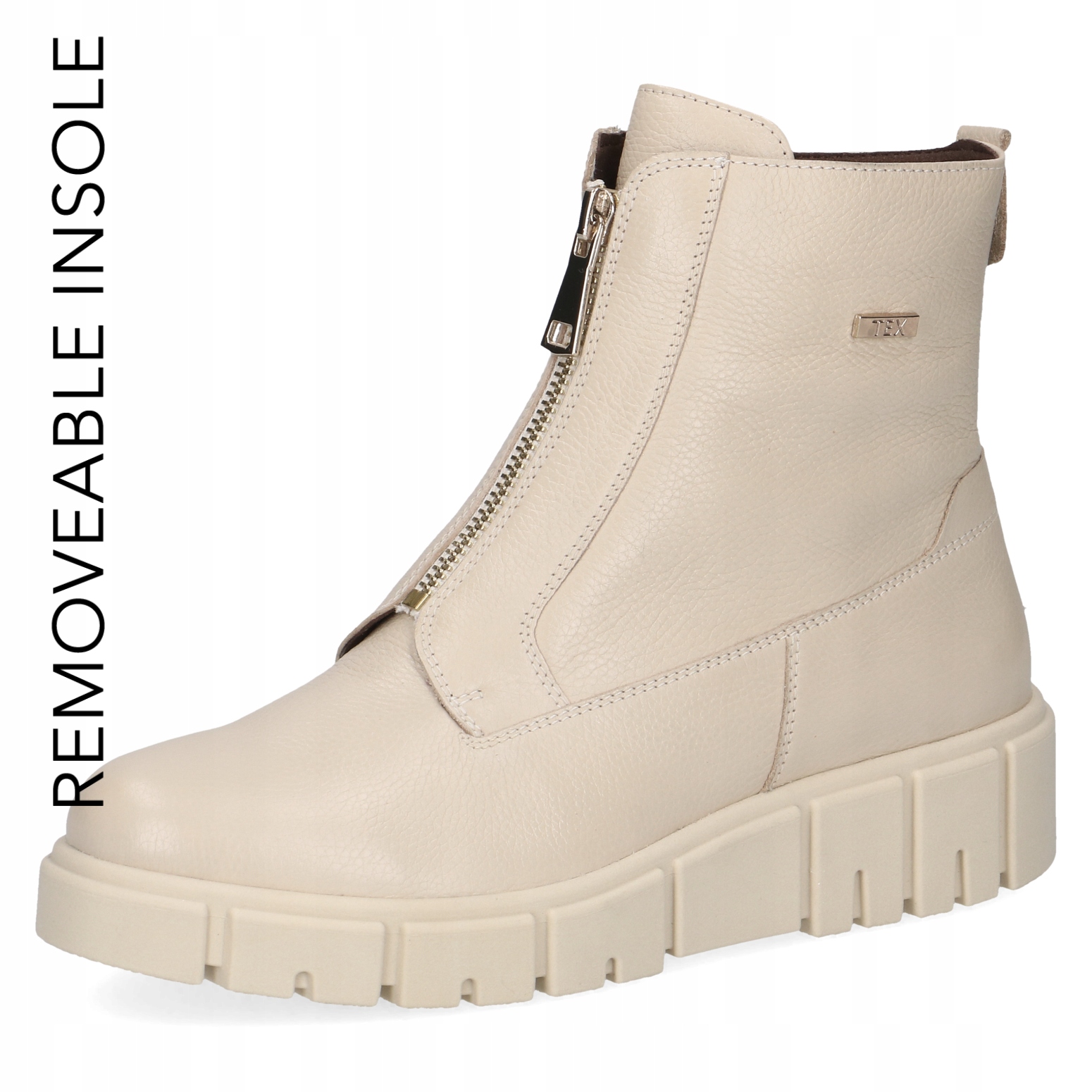 Caprice kotníkové boty Amila krémové kožené [25352-43-123] vel.37