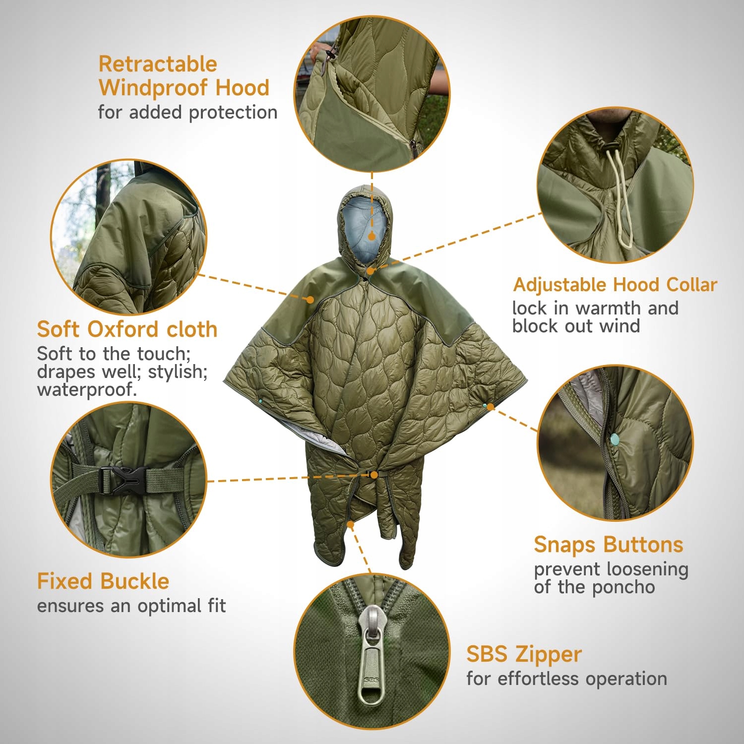 TRAVEL BIRD Wielofunkcyjny Ciepły Poncho Śpiwór z Kapturem na Camping — miniatura 5