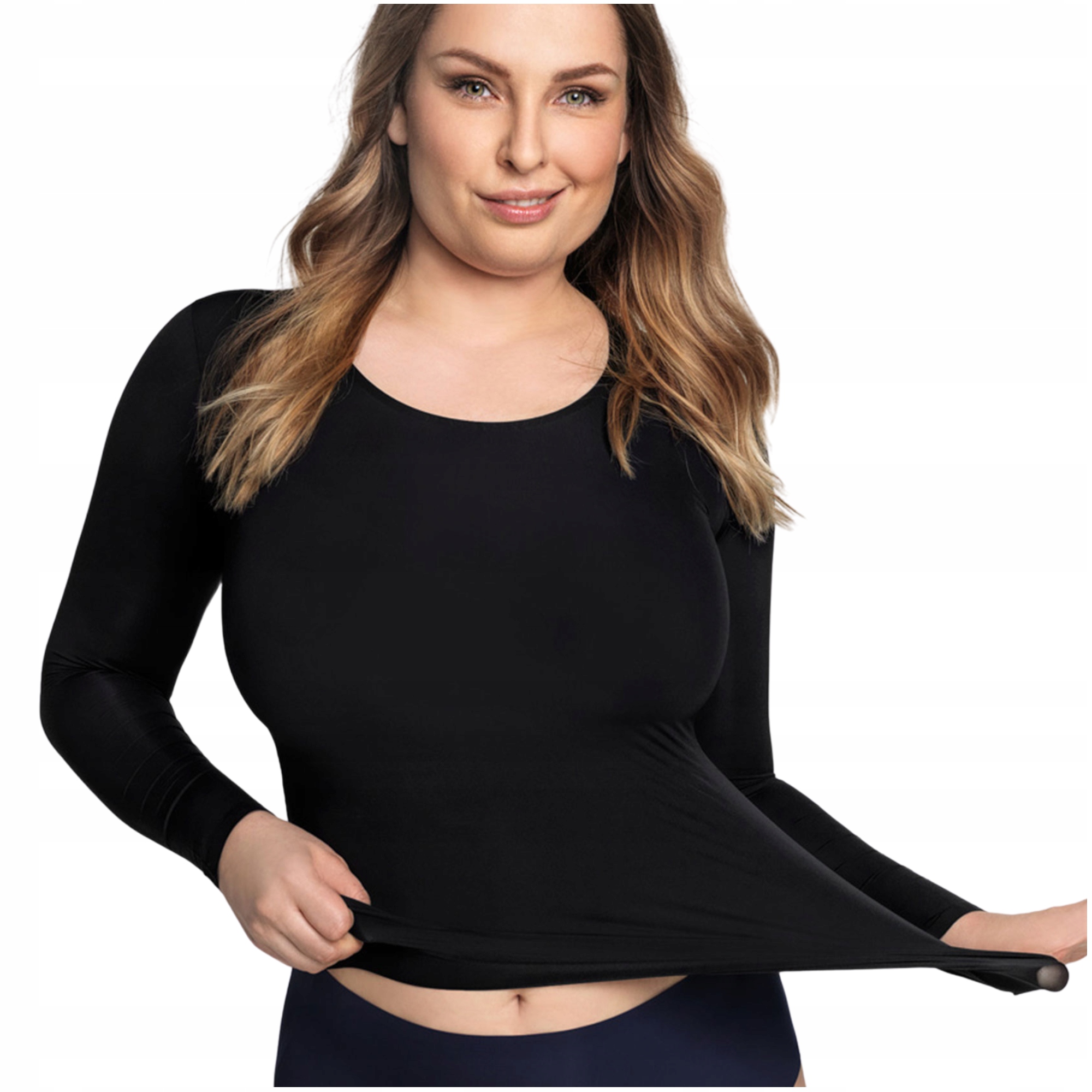 Tričko hladké, černé, přiléhavý 3/4 rukáv Corin Kylie 51770 one size