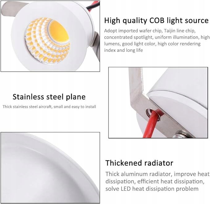 Mini Reflektor Sufitowy Okrągły LED 3W 5sztuk Kolor biały