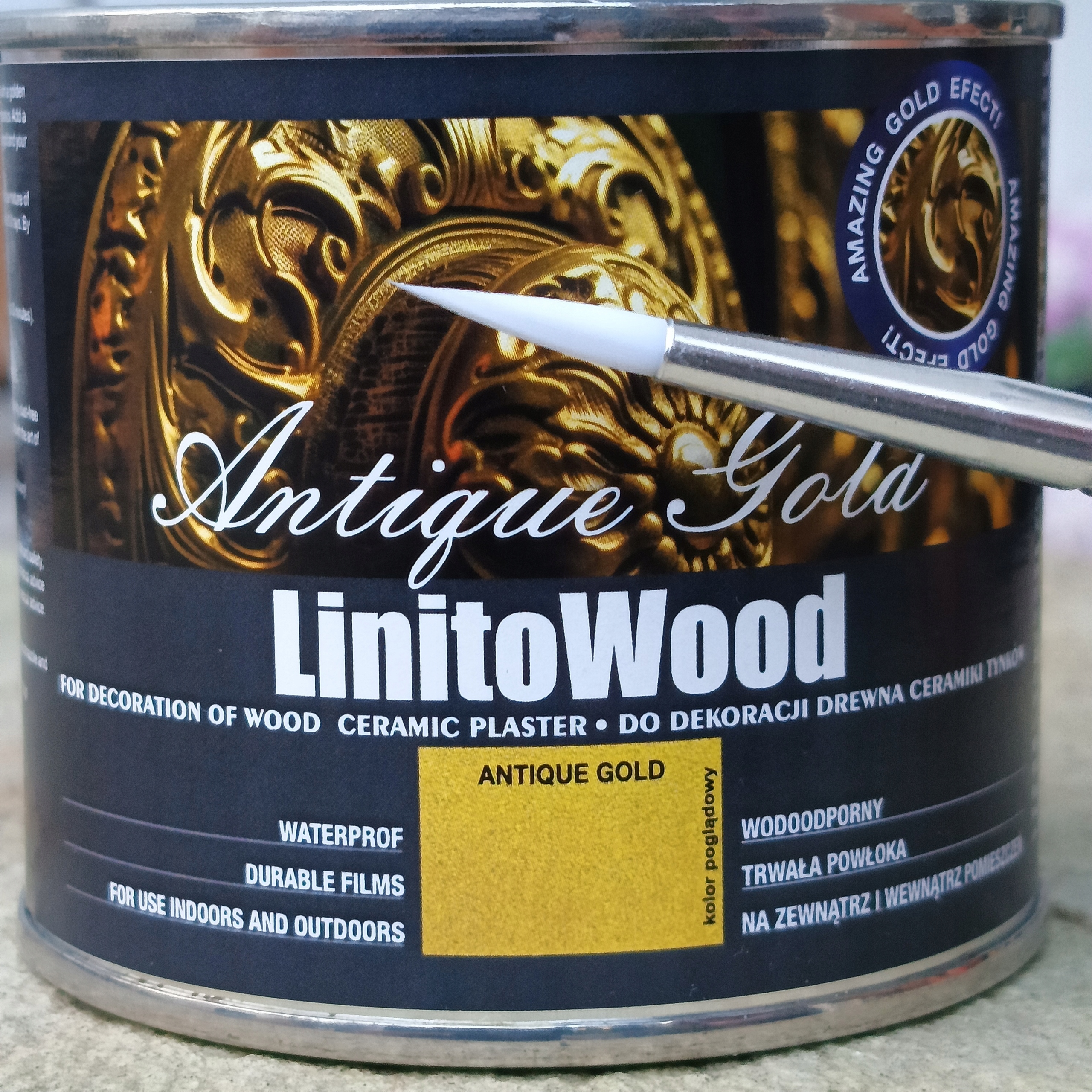 Barva Na Náhrobní Písmena Zlatá Antická 0,2L Extra Silná Štěteček!