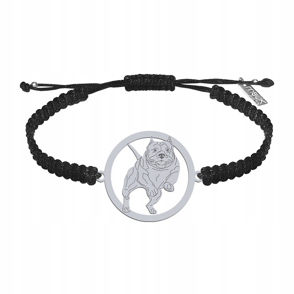 Stříbrný náramek American Bully 925 Makramé Žena Gravírování Bonus