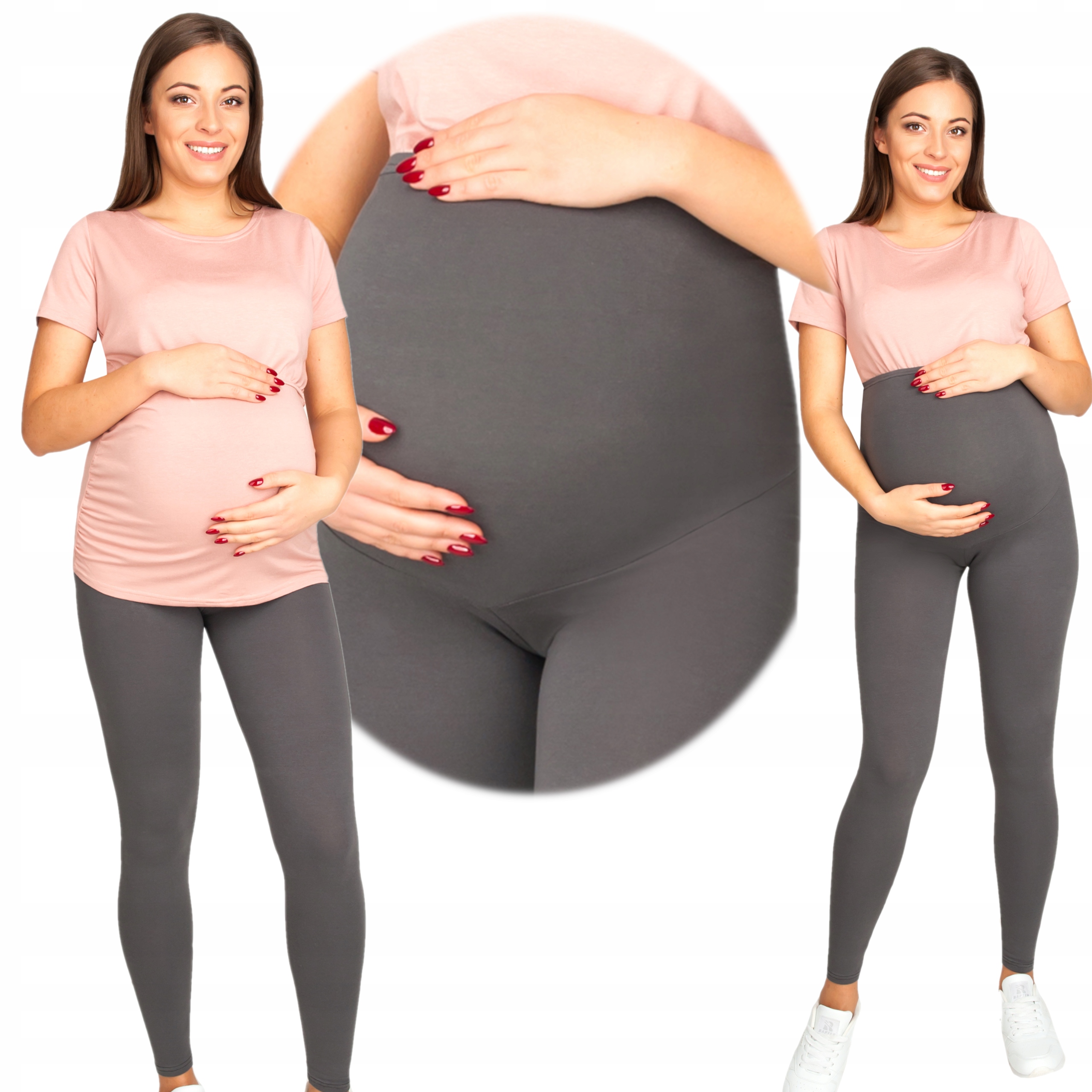 GETRY LEGGINSY CIĄŻOWE polska jakość z panelem XXL Odcień grafitowy