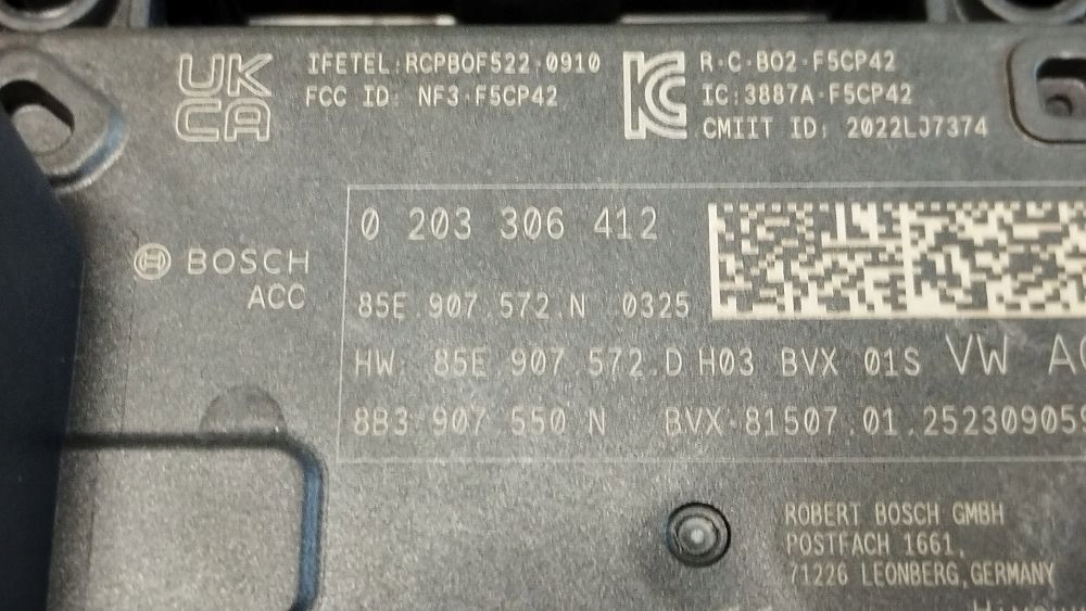 Audi A5 B10 RADAR Sensor ACC 85E907572N