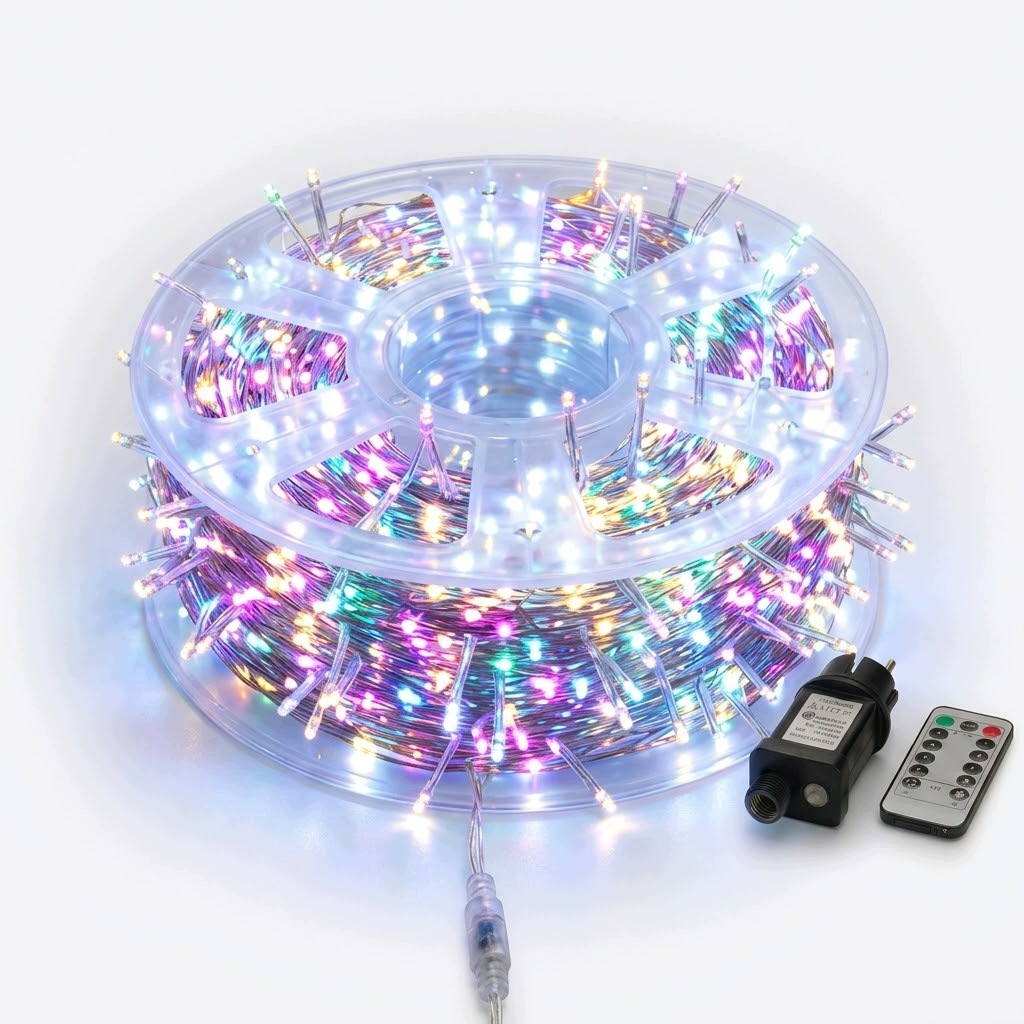 Vánoční Osvětlení Na Stromeček 2500 Led 100 M Drátky Pilot Multicolor Na Cívce