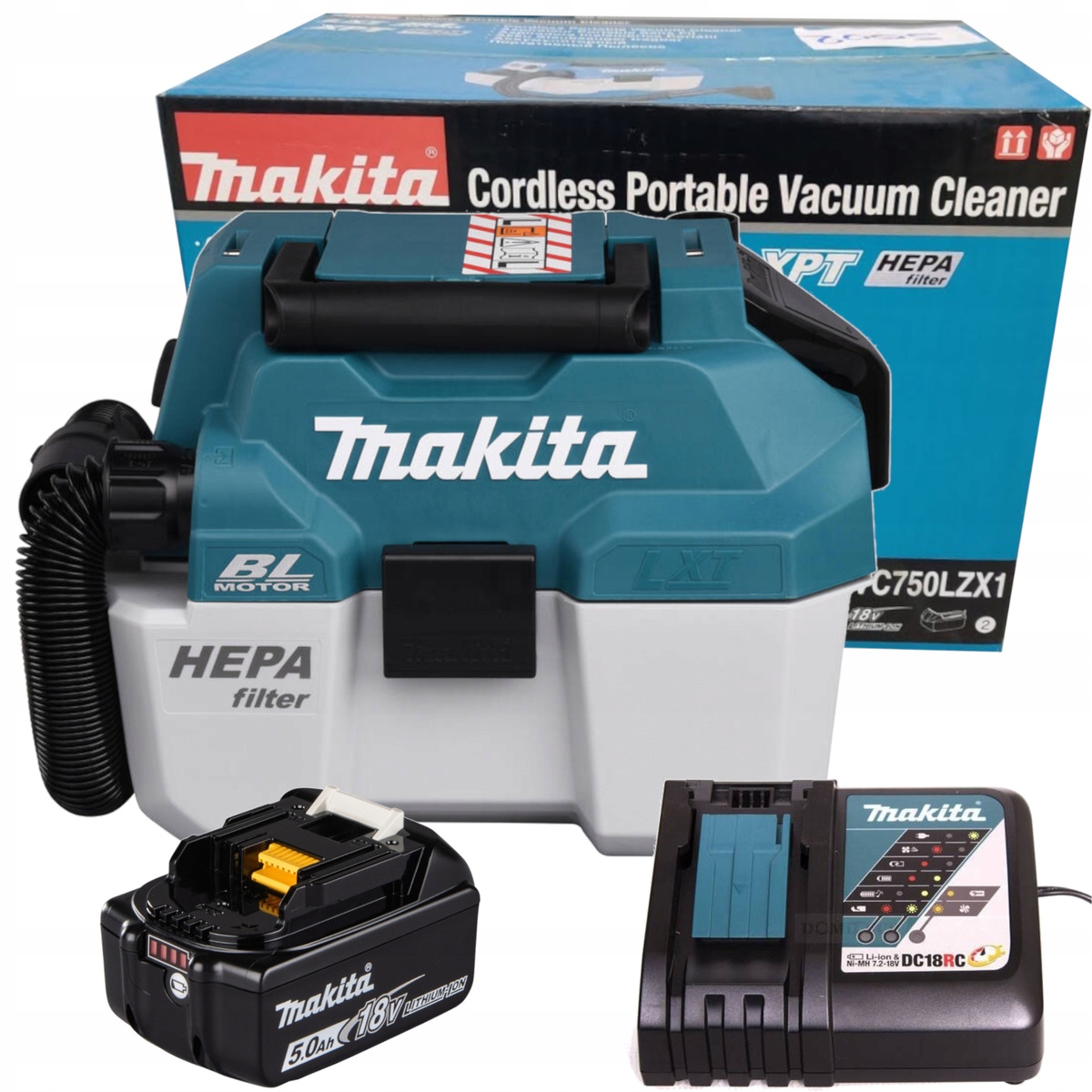 Makita DVC750LZX1 Akumulatorowy Odkurzacz Przemysłowy Budowlany 18V 5,0Ah