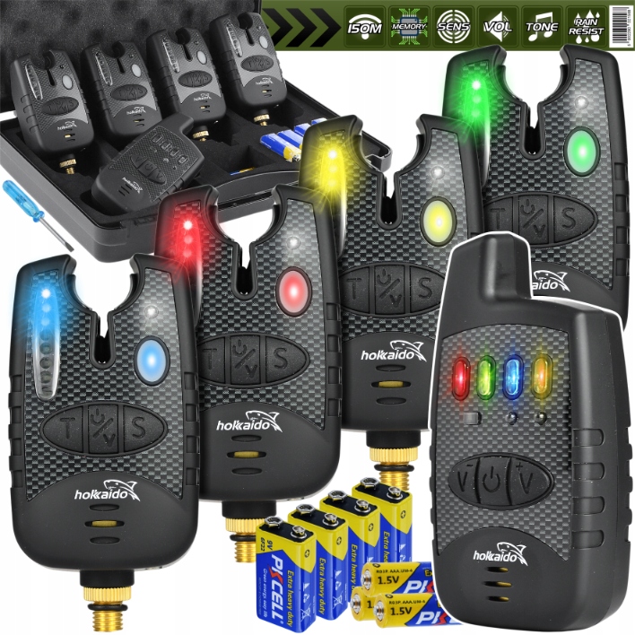 ZESTAW SYGNALIZATORÓW WĘDKARSKICH Z CENTRALKĄ 4+1 HOKKAIDO W